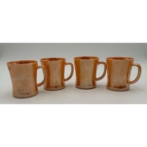 Fire-King Peach Lustre Coffee Mugs Set Of 4 Vintage Anchor Hocking Glass